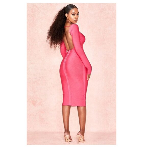 House of CB Hot Pink Antonia Bodycon Bandage Dress - Picture 1 of 7